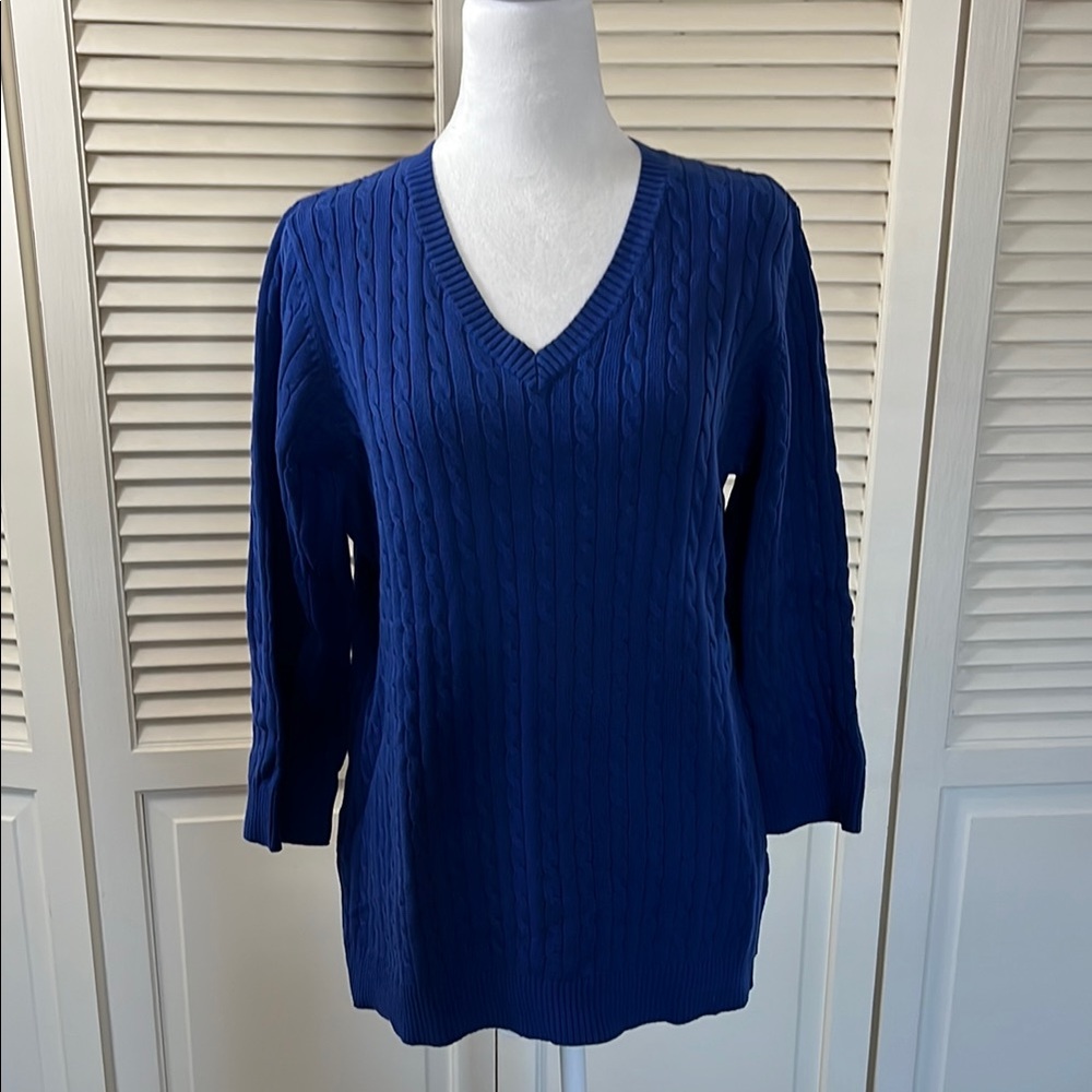 Women's Blue V-Neck Sweater